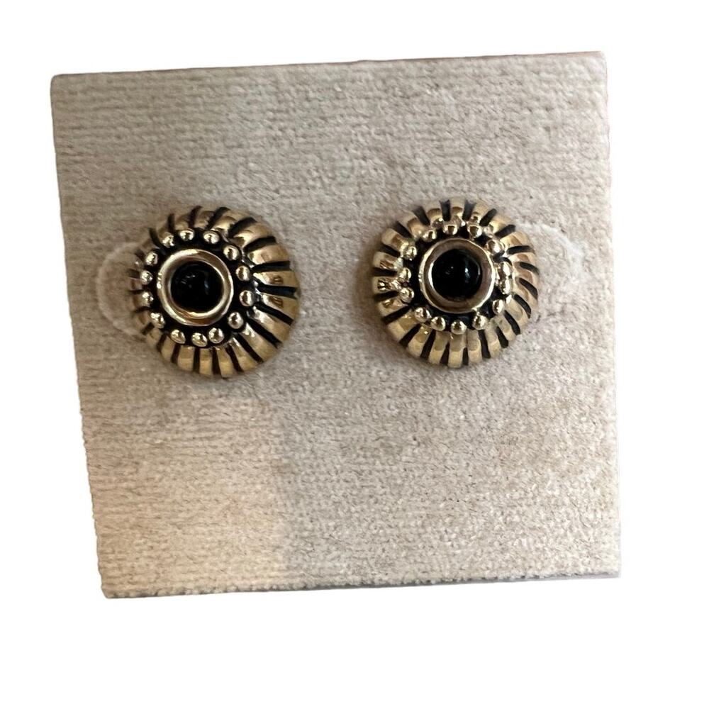 Vintage 90s Talbots Silver & Onyx Post Stud Earrings